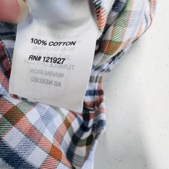 NWOT JOHNNIE-O TOP SHELF PUMPKIN GUFFY PLAID BUTTON DOWN SHIRT XXL Orange Blue - Picture 9 of 10